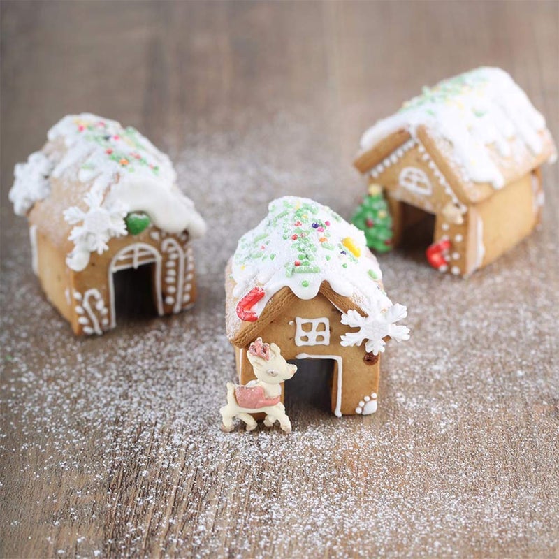 MEMOVAN Mini Gingerbread House Cookie Cutter Kit 3pcs Christmas Christmas Cookie Cutters 3D Stainless Steel Chocolate Little House Biscuit Mold Fondant Cake Decor Holiday DIY Baking Tools - Image 5
